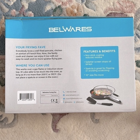 Brand New 10" Nonstick Frying Pan w/ Splatter Screen & Spatula Aluminum - Picture 5 of 16